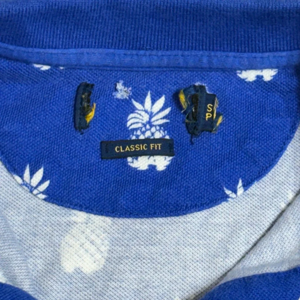 Polo Ralph Lauren Pineapple Polo Shirt Mens Small Blue Classic Fit Tropical Pony